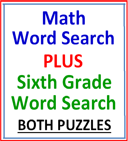 Sixth Grade Word Search PLUS Math Word Search 2 Puzzles Made By