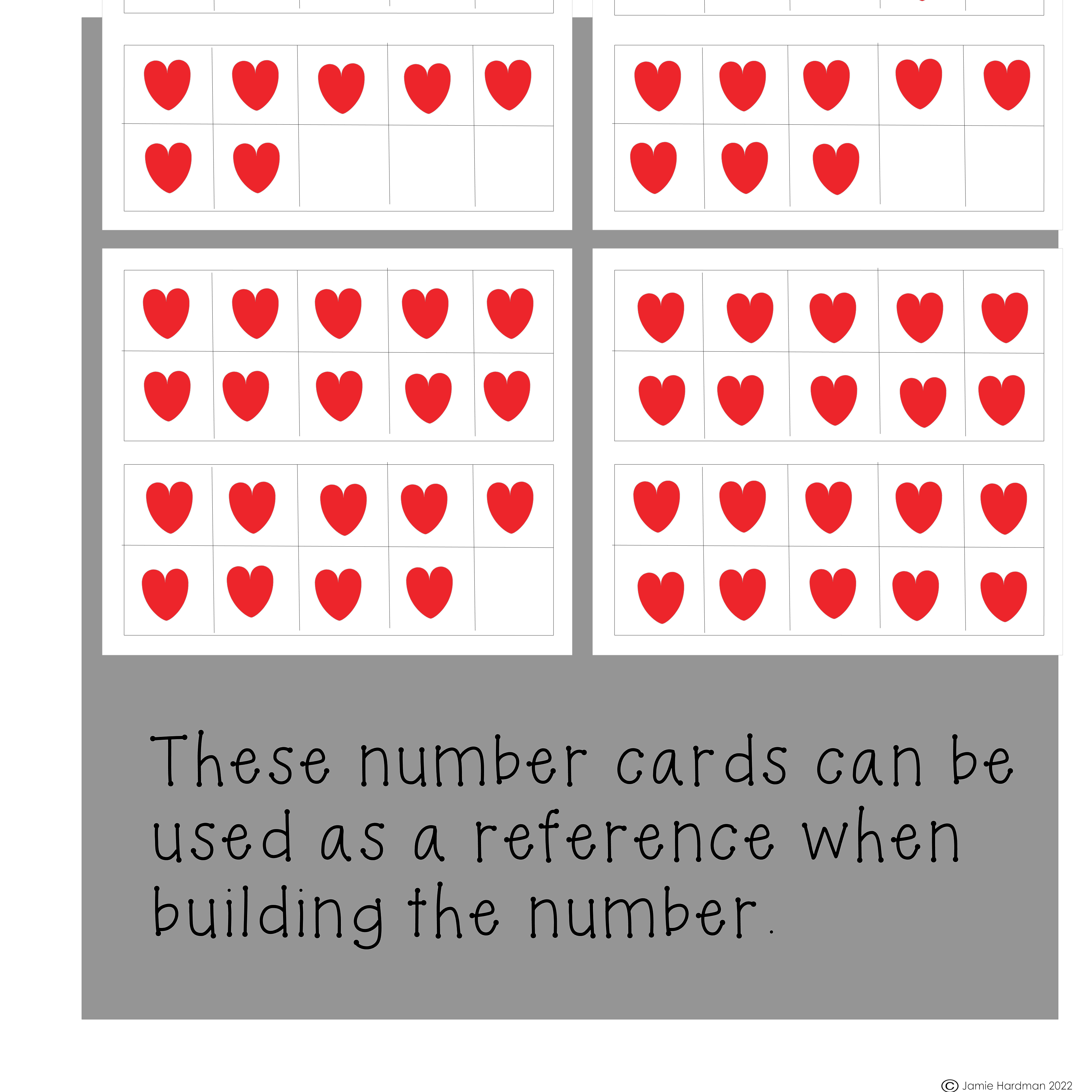 Valentine's Day Ten frame math centers counting number