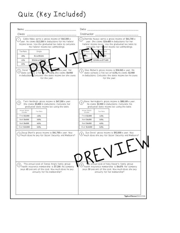 Net Income Math Worksheet Withheld Net Income - Made By Teachers