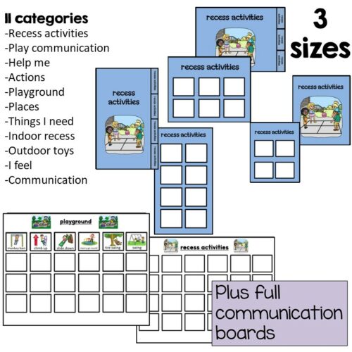 Recess Portable Communication Cards visual symbol Autism picture ...