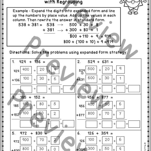 3 Digit Addition Expanded Form | Addition Strategies Worksheets | Made ...