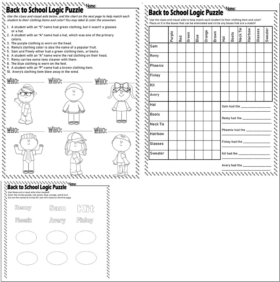 Back to School Logic Puzzle Graph Reasoning Critical Thinking Skills