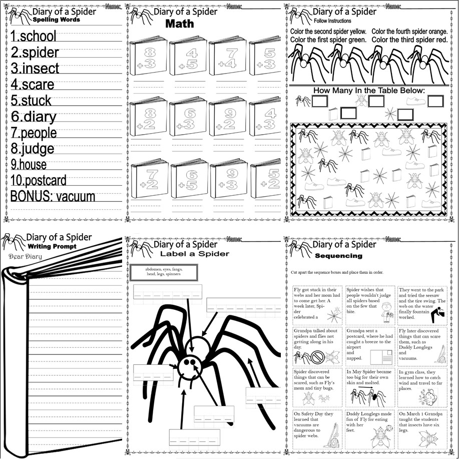 Diary of a Spider Book Companion Reading Comprehension | Made By Teachers