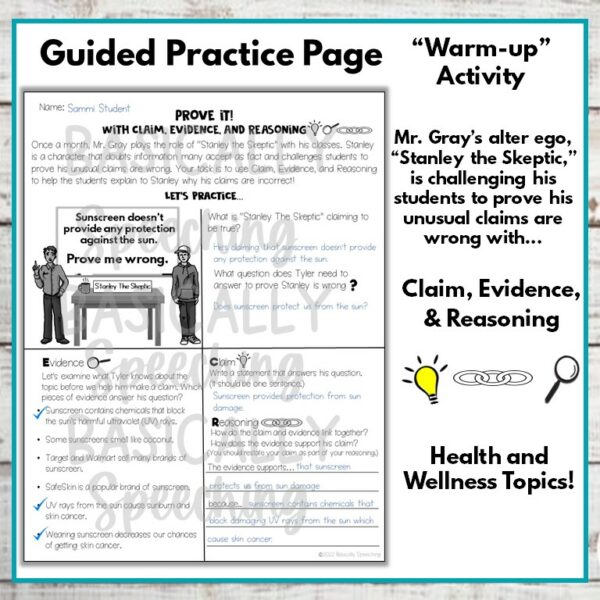 Claim Evidence Reasoning CER Paragraph Practice Activity Prove It With