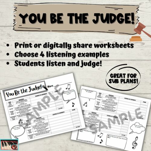FREEBIE!! You Be the Judge- An active listening worksheet for choirs! |  Made By Teachers