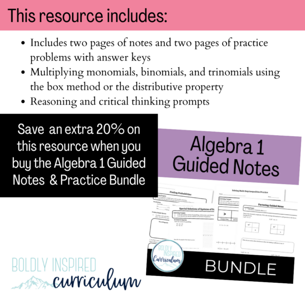 Multiplying Polynomials Guided Notes and Worksheets | Made By Teachers