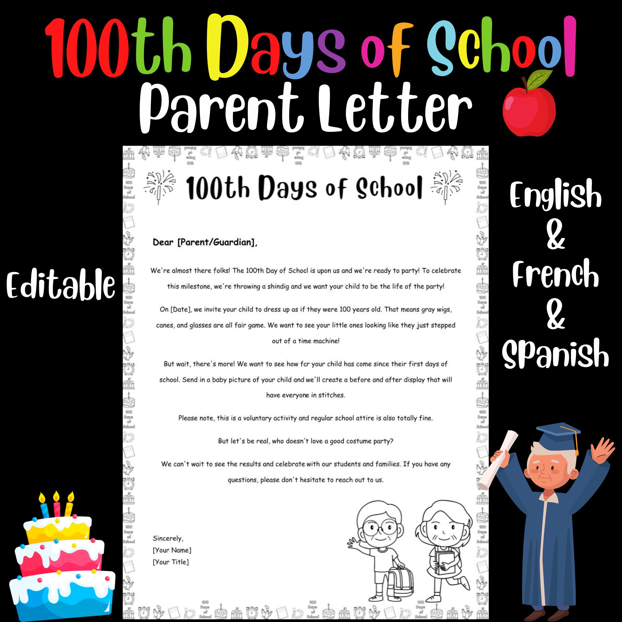 100th Day Of School Parent Letter Fully Editable Made By Teachers