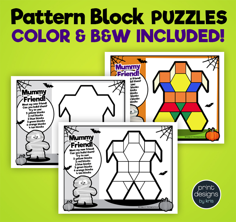 Pattern Block Puzzles • Math Shape Puzzles • Halloween Theme | Made By