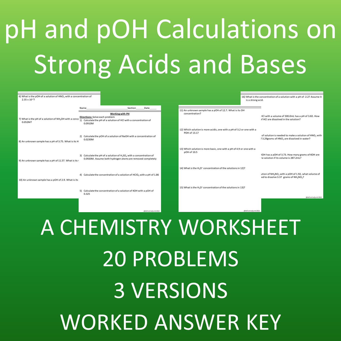 Calculating Ph And Poh Worksheet Worksheets For Kindergarten