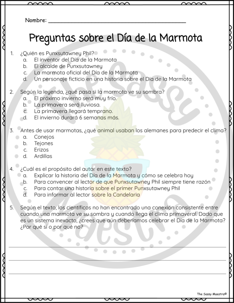 Groundhog Day Día de la Marmota Reading Passages Bilingual Bundle ...