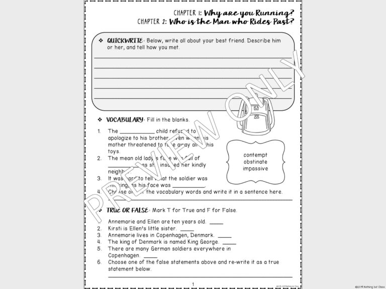 Number the Stars Novel Study Unit | Comprehension and Vocabulary with ...