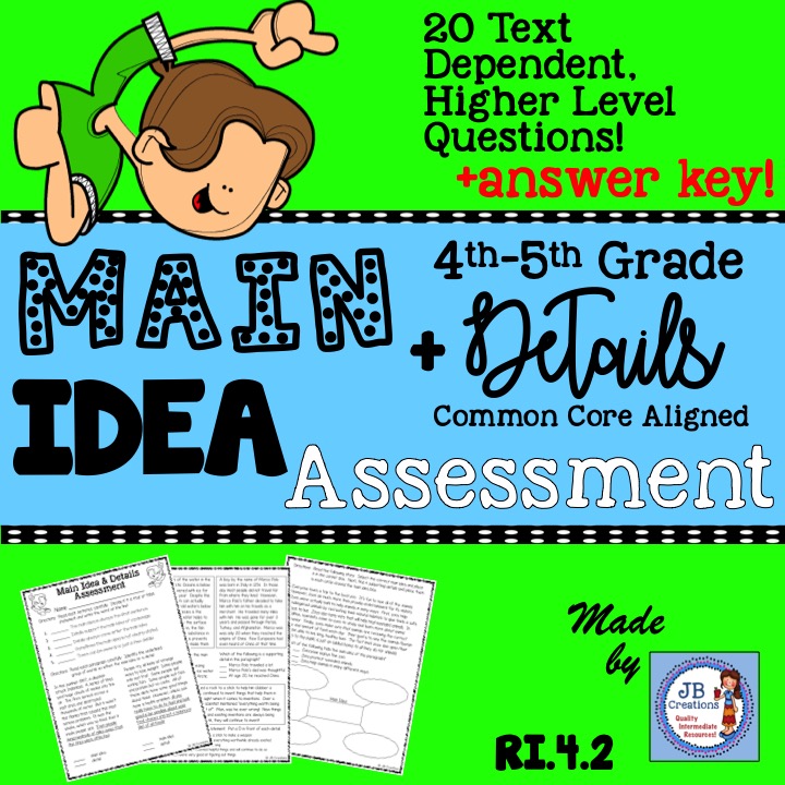 Main Idea Assessment Made By Teachers