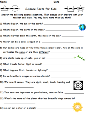 Science Facts for Kids (3 Worksheets 40 Questions) | Made By Teachers