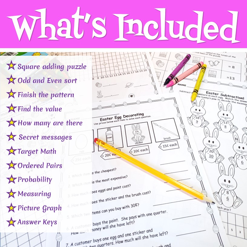 Easter Fun! Math Activity Sheets - No Prep! | Made By Teachers