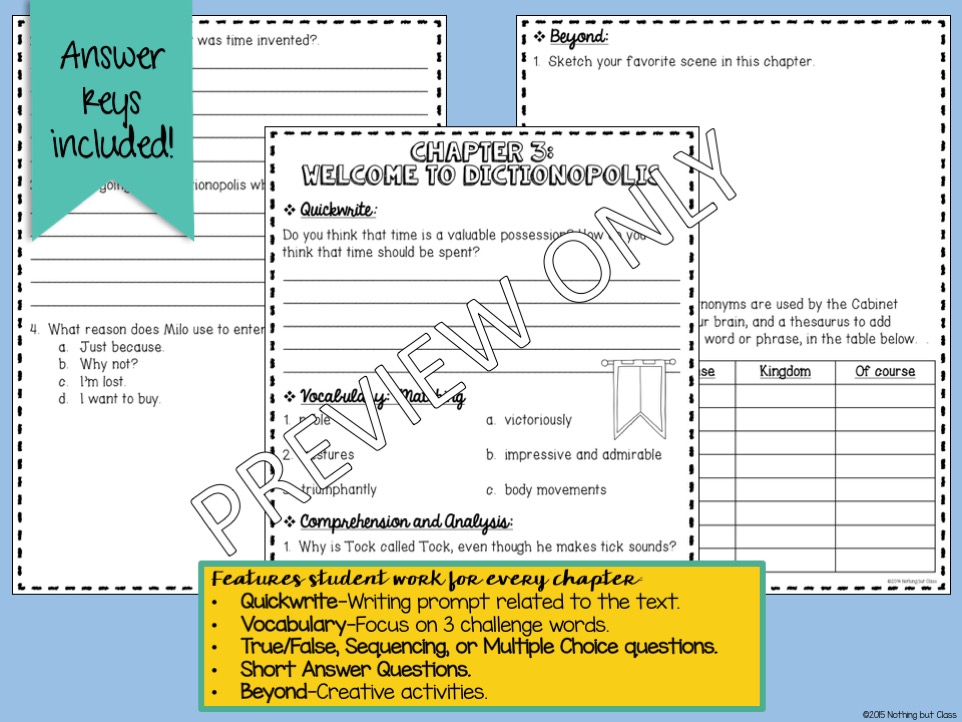 The Phantom Tollbooth Novel Study | Comprehension and Vocabulary with ...