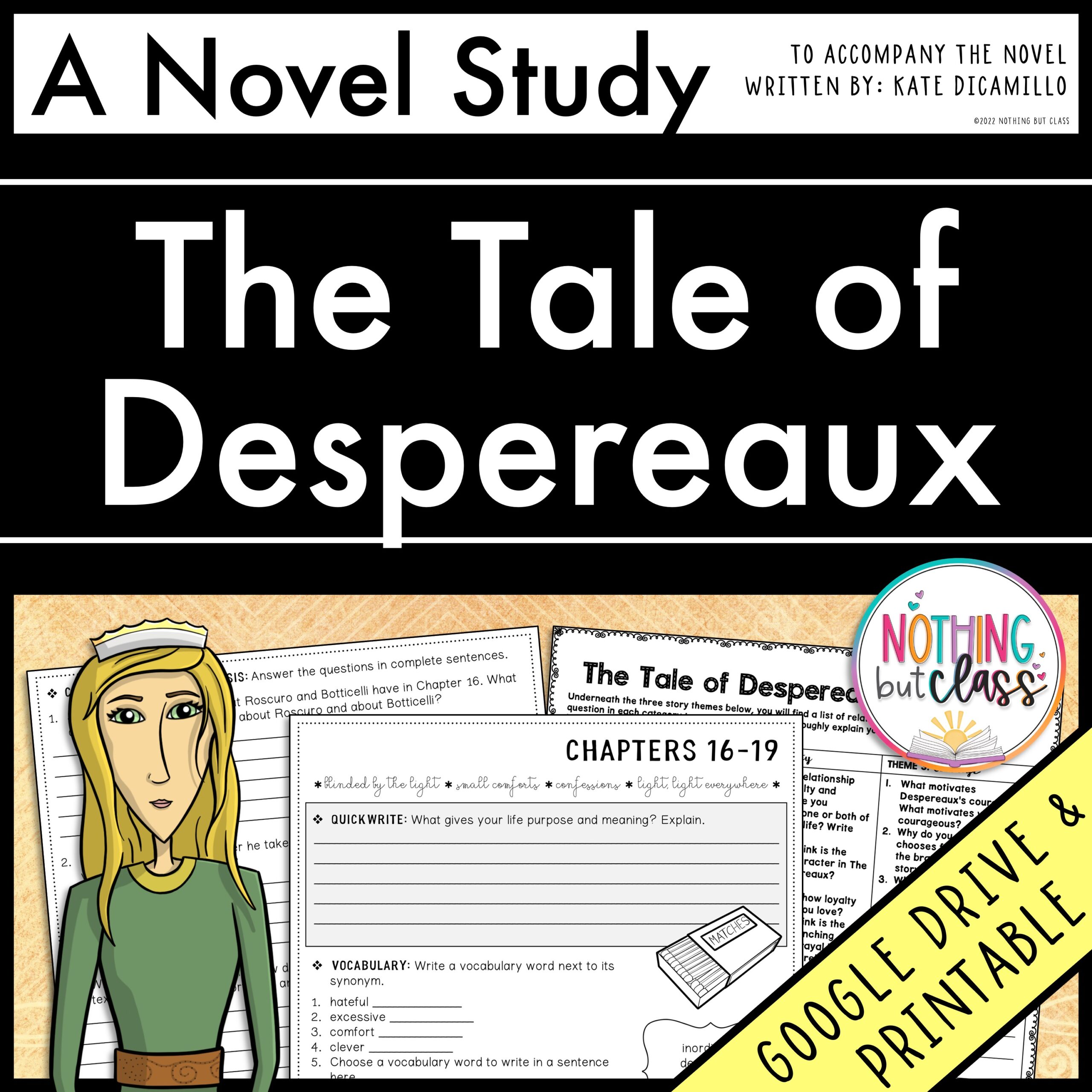 The Tale of Despereaux Novel Study Unit | Comprehension and Vocabulary with Activities and Tests