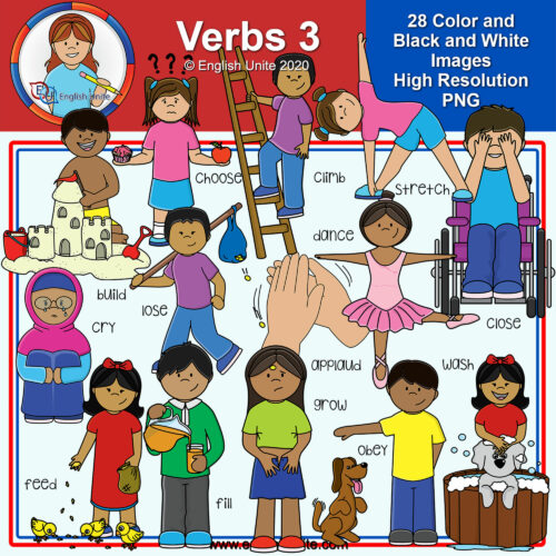 Clip Art Present Tense Verbs Bundle Made By Teachers