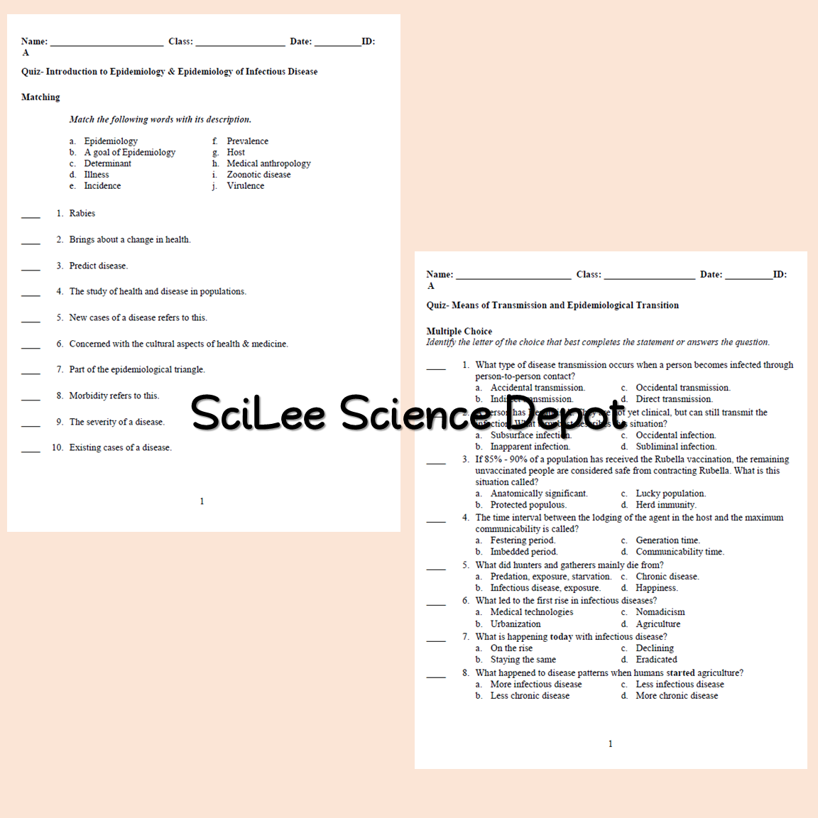 Epidemiology Assessment Pack Two Quizzes Two Tests Made By Teachers