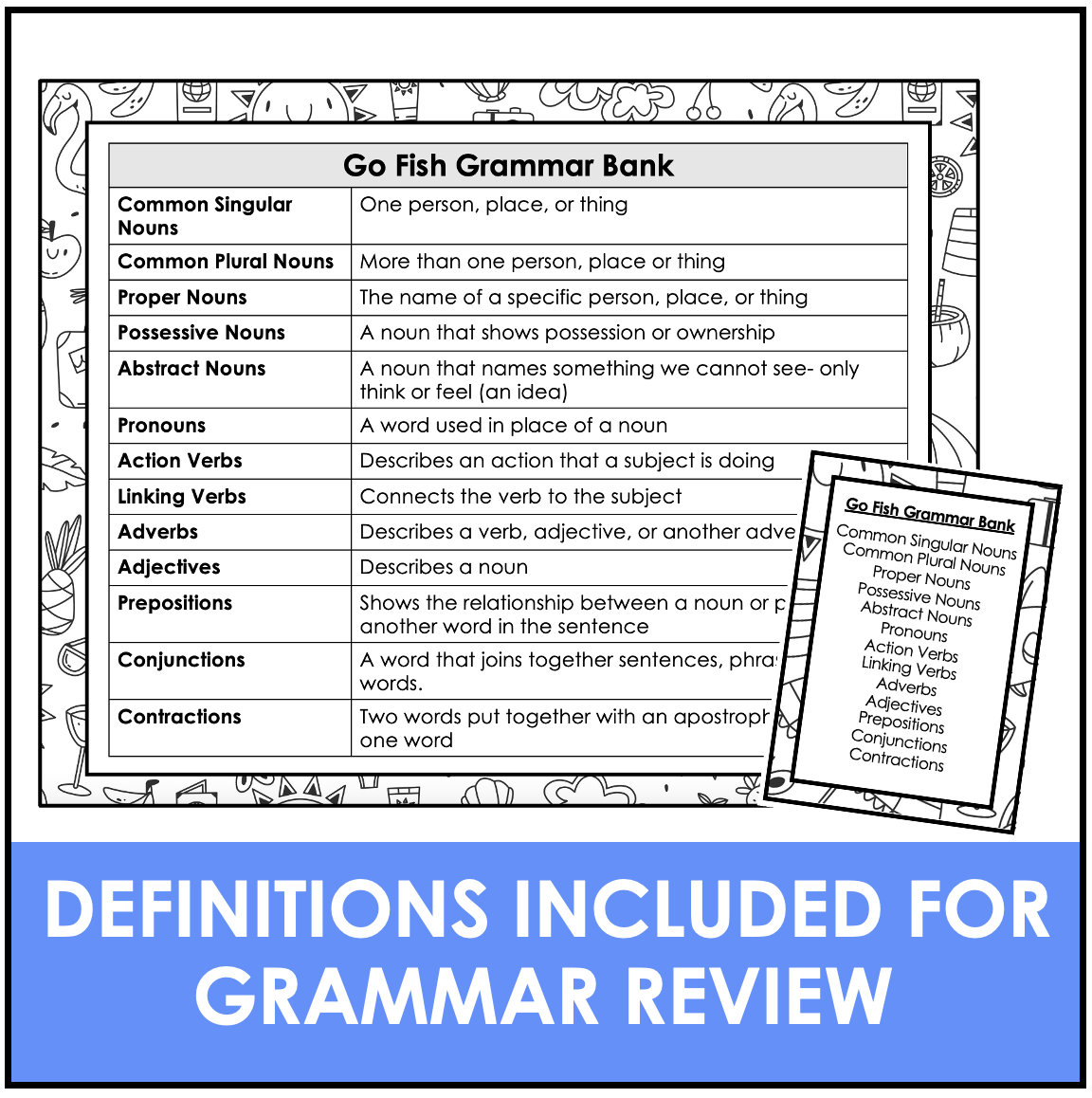 Summer Grammar Games Go Fish Made By Teachers