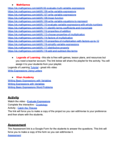 Complete Online Distance Learning 6th Math Write/Evaluate Expressions 6 ...