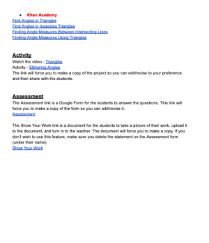 Complete Online Distance Learning 6th Math Angles of a Triangle 6.GM.2. ...
