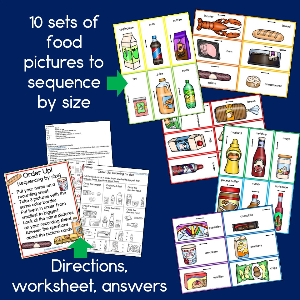 Compare Lengths and Sequence by Size | Order by Length Food Theme ...