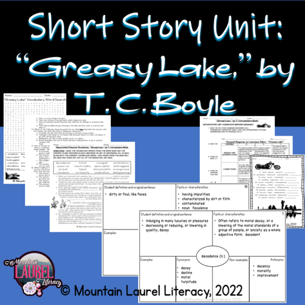 Short Story Unit Greasy Lake High School Imagery and Allusions Made