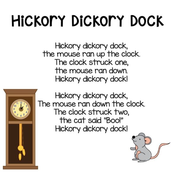 Pocket Chart Poem Hickory Dickory Dock Nursery Rhyme - Made By Teachers