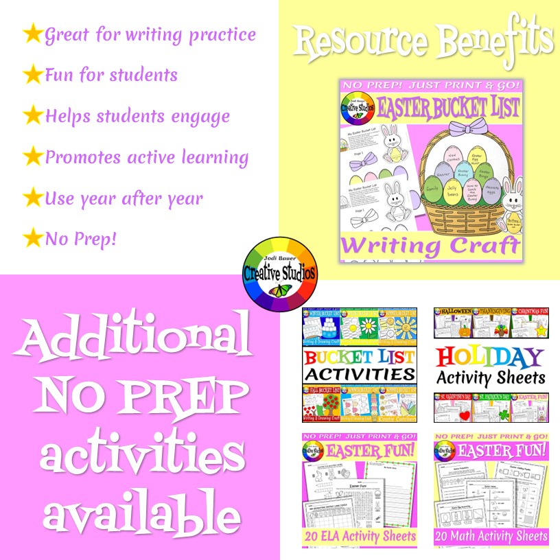 Easter Basket Bucket List Craft No Prep! Made By Teachers