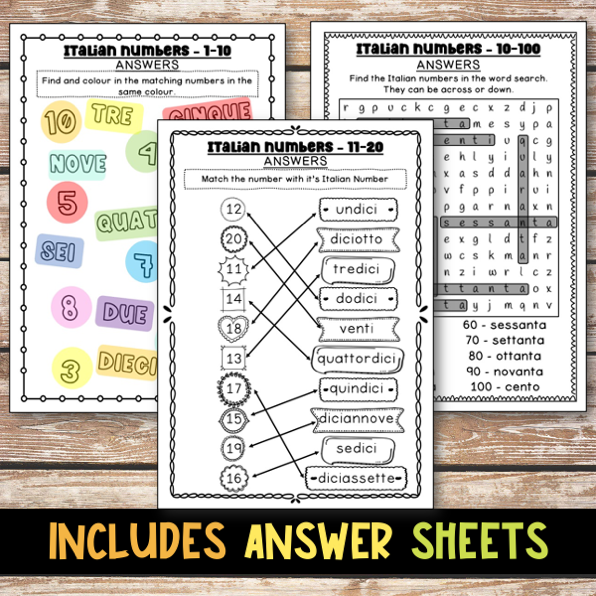 Italian Worksheet Numbers .pdf Italian Numbers Worksheets 1-100 - Italian Vocabulary - Italian ...