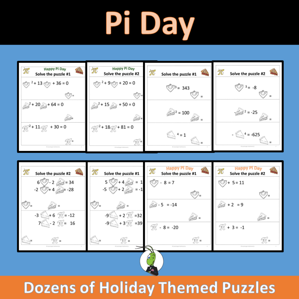 Pi Day Puzzles Algebra Integers Logic Exponents Made By Teachers