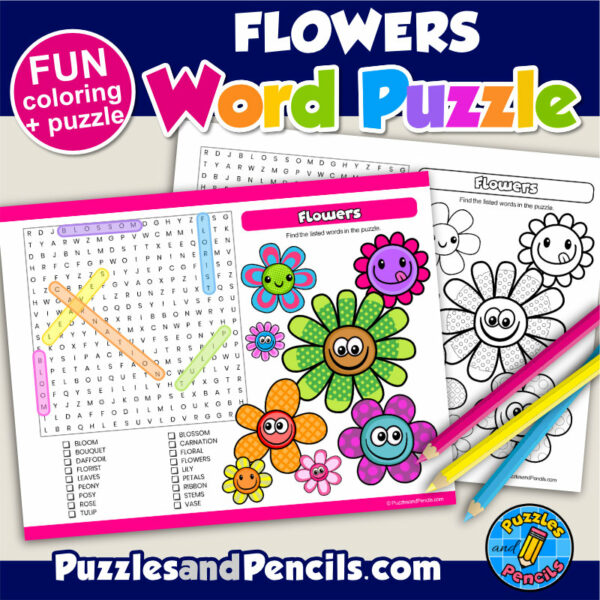 Flowers Word Search Puzzle Activity | Valentine's Day Wordsearch | Made ...