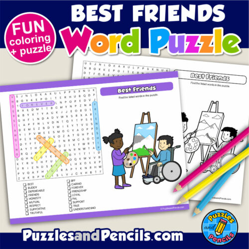 Best Friends Word Search Puzzle Activity | Valentine's Day Wordsearch ...