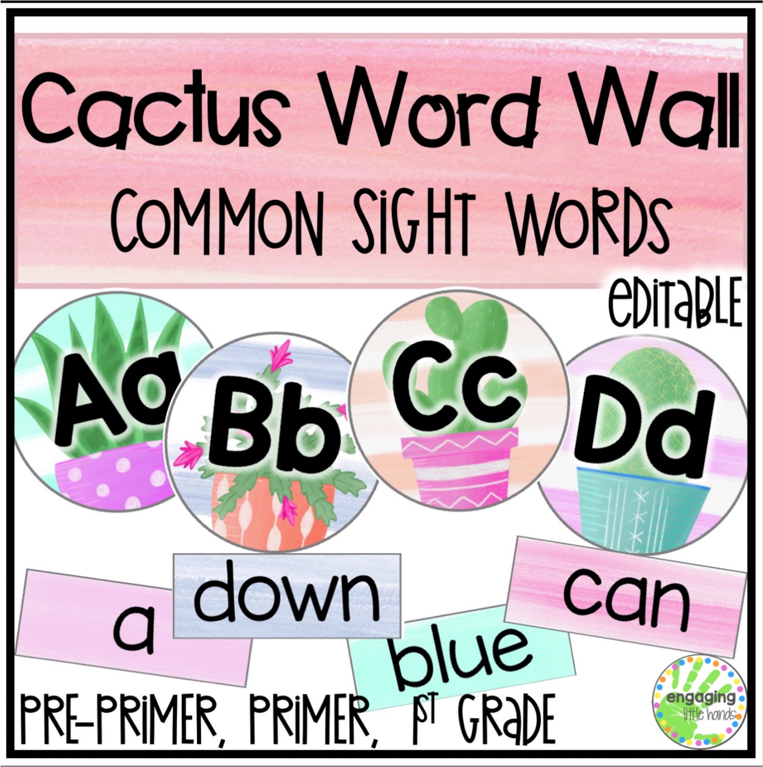 Editable Cactus Word Wall Common Sight Words
