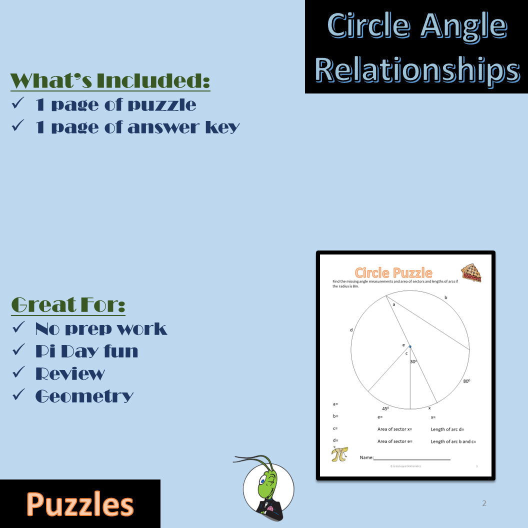 Free Circle Angles Properties Puzzle Geometry Central and Inscribed