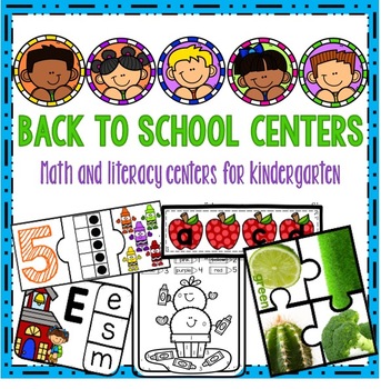 Back To School Kindergarten Math and Literacy Centers