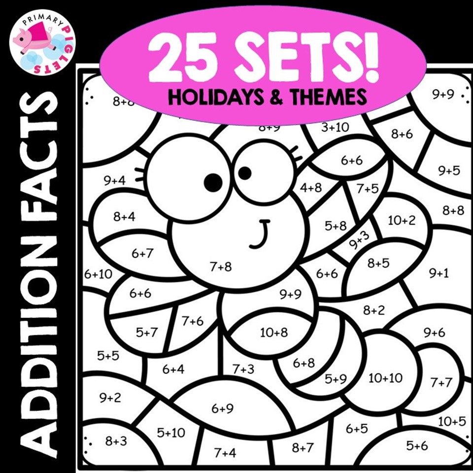 Math Facts Coloring Worksheets Worksheets For Kindergarten