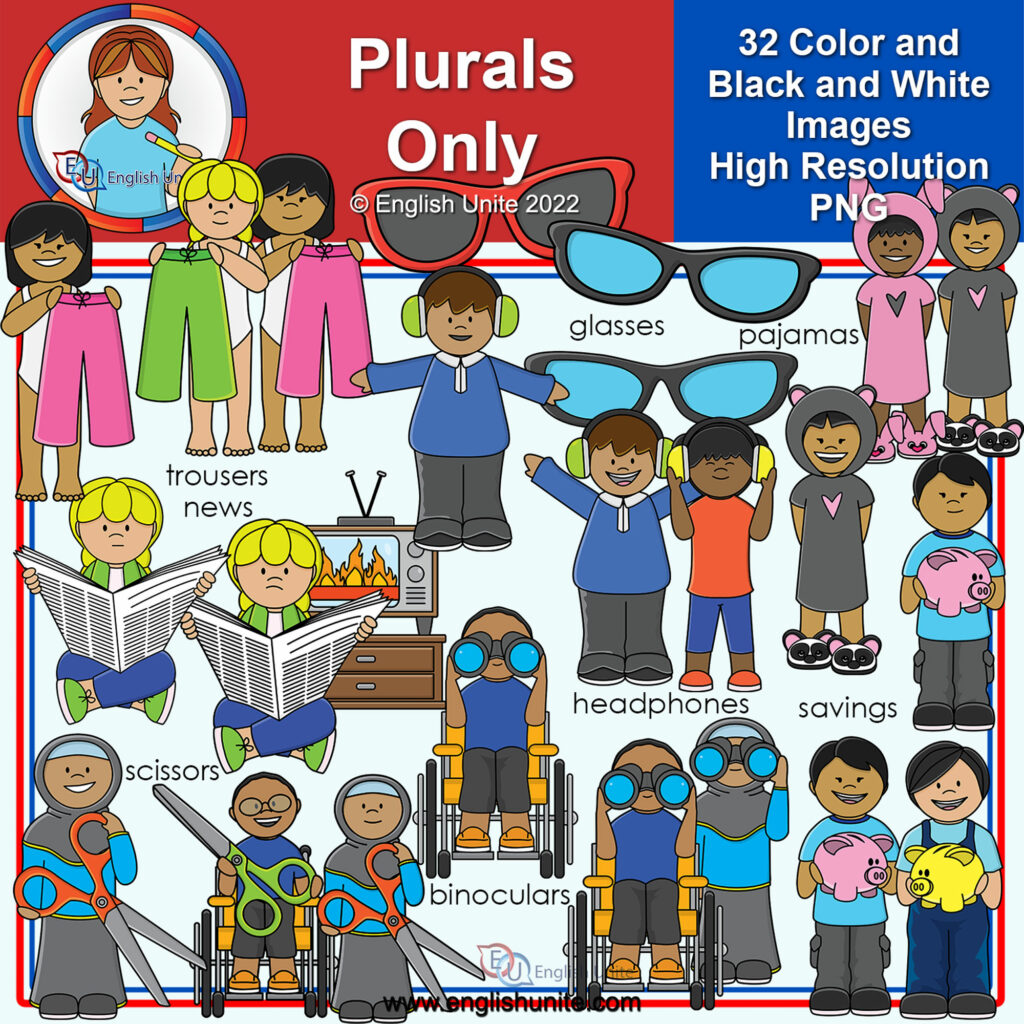 Clip Art Plurals 9 (Only Plural) Made By Teachers