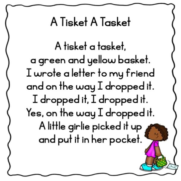 Pocket Chart Poem A Tisket a Tasket Nursery Rhyme - Made By Teachers