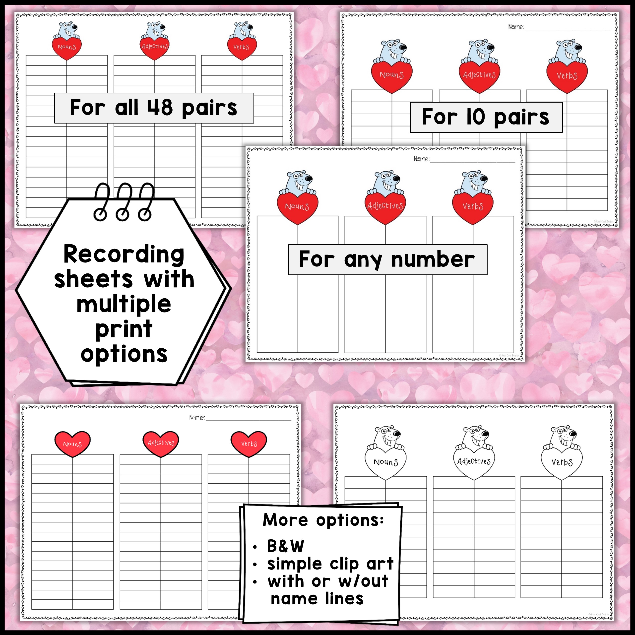 Valentine's Day Antonyms Match and Parts of Speech Sort - Heart Puzzles |  Made By Teachers