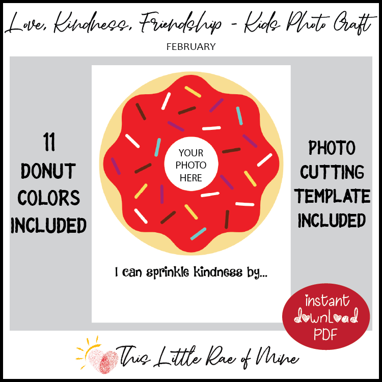 Sprinkle Kindness Donut Photo Keepsake Printable love