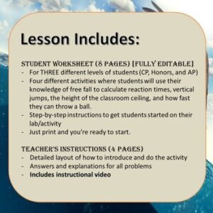 Free Fall - 4 Lab Activities (Reaction Time, Jump Height, Ball Toss ...