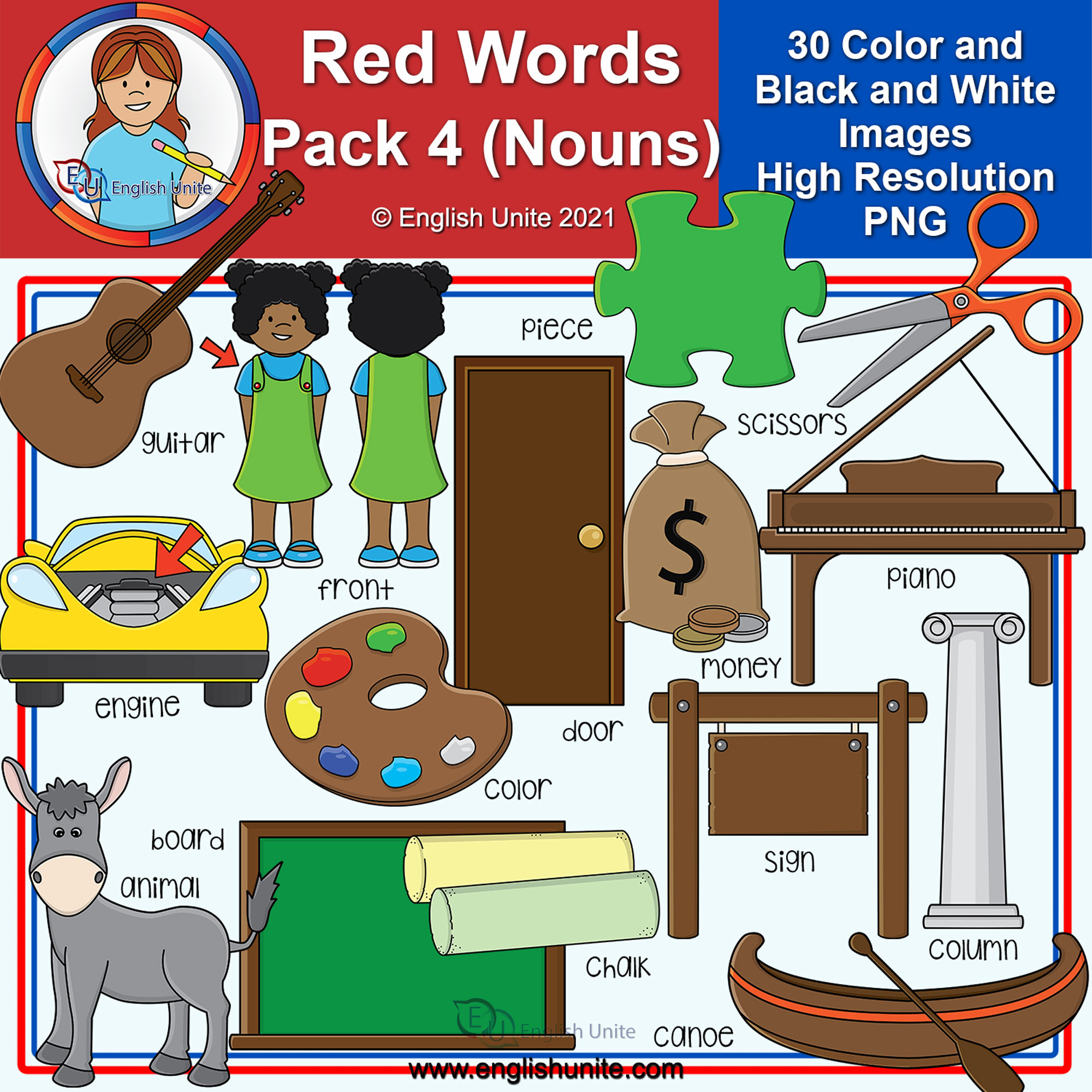 Clip Art - Red Words Pack 4 | Made By Teachers
