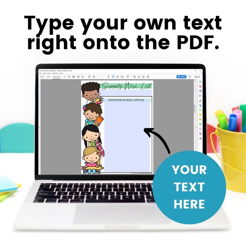 School Supply List Editable Template Color and Black and White Made