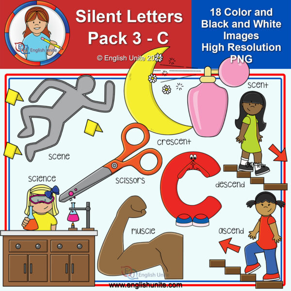 Clip Art - Silent Letters Pack 3 (C) | Made By Teachers
