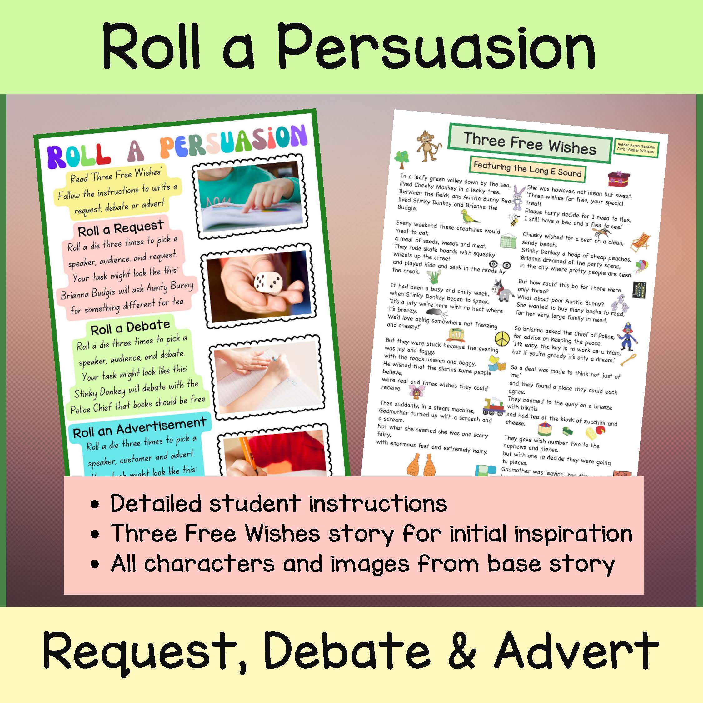 Creative Writing Fun Activity - Persuasive Genre - Roll a Story Style ...