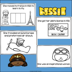 Bessie Coleman Mini Book for Early Readers: Black History Month | Made ...