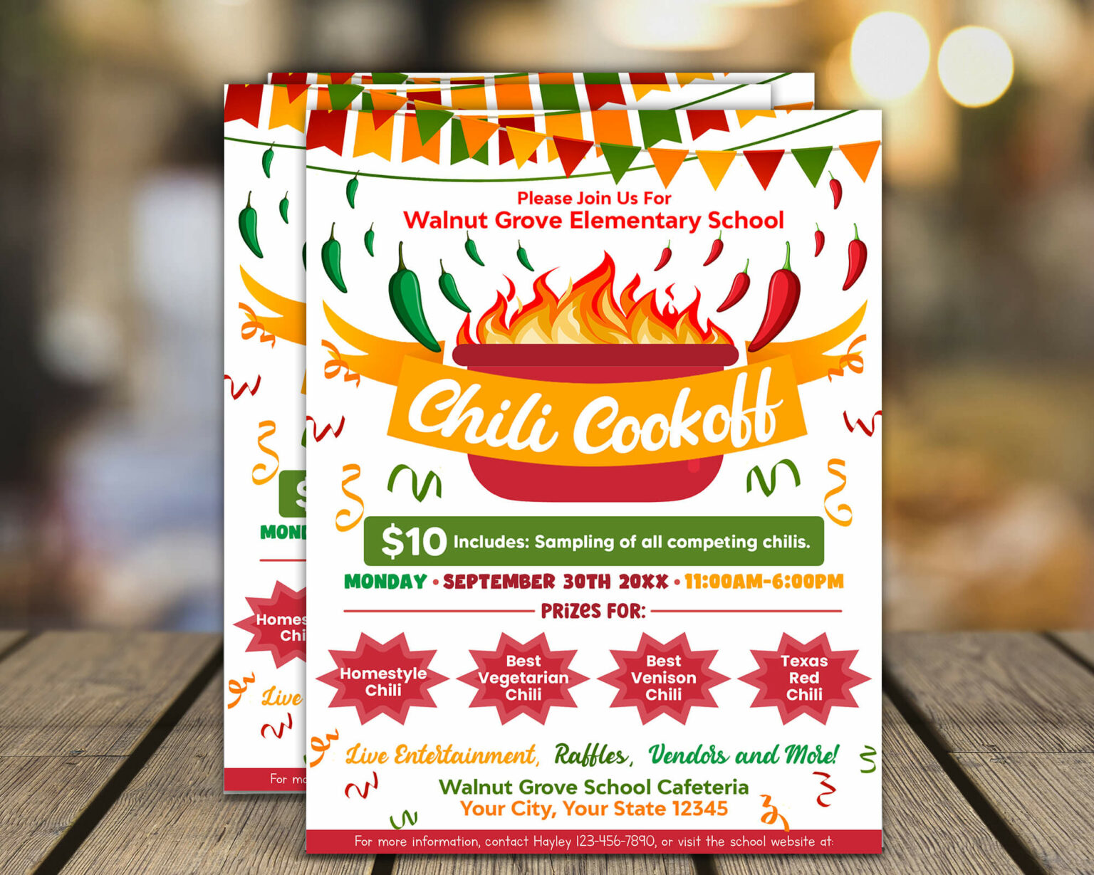 Editable Chili Cookoff Fundraiser Flyer, School Pto Pta Fundraiser