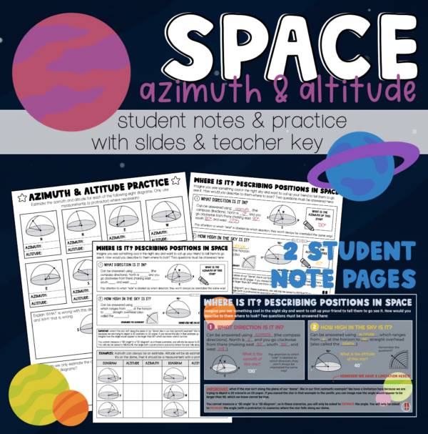 Azimuth and Altitude Notes and Practice/Worksheet - Made By Teachers