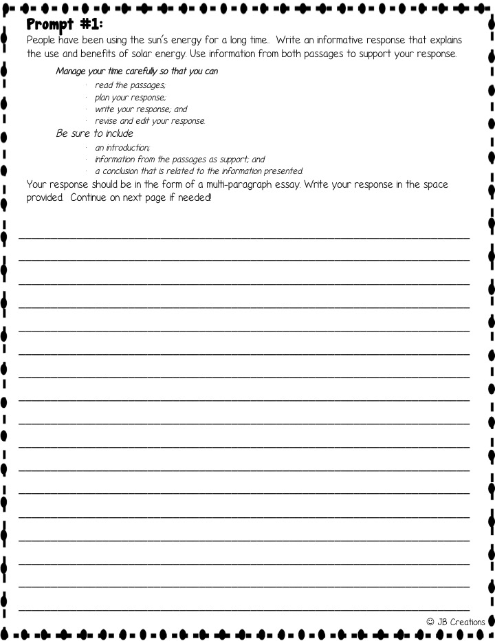 3rd grade written response prep for language arts state test made by